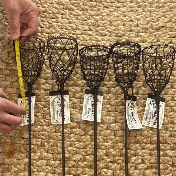 40” tall Set of 5 Black Garden votive candle Stakes - Picture 2 of 4